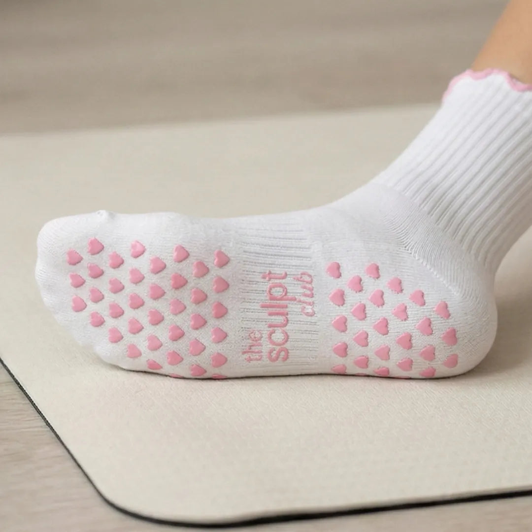 Close up of TSC grip sock non-slip base - The Sculpt Club pilates accessories
