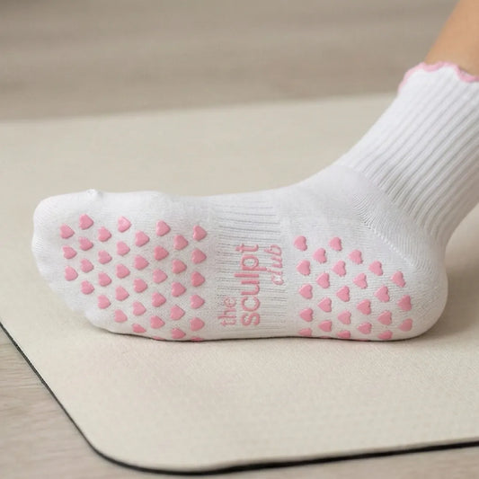 Close up of TSC grip sock non-slip base - The Sculpt Club pilates accessories